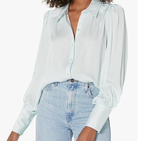 Trina Turk Women's Sagittarius Silk-Blend Blouse Long Sleeve Stretch Pink Size S - Picture 4 of 10